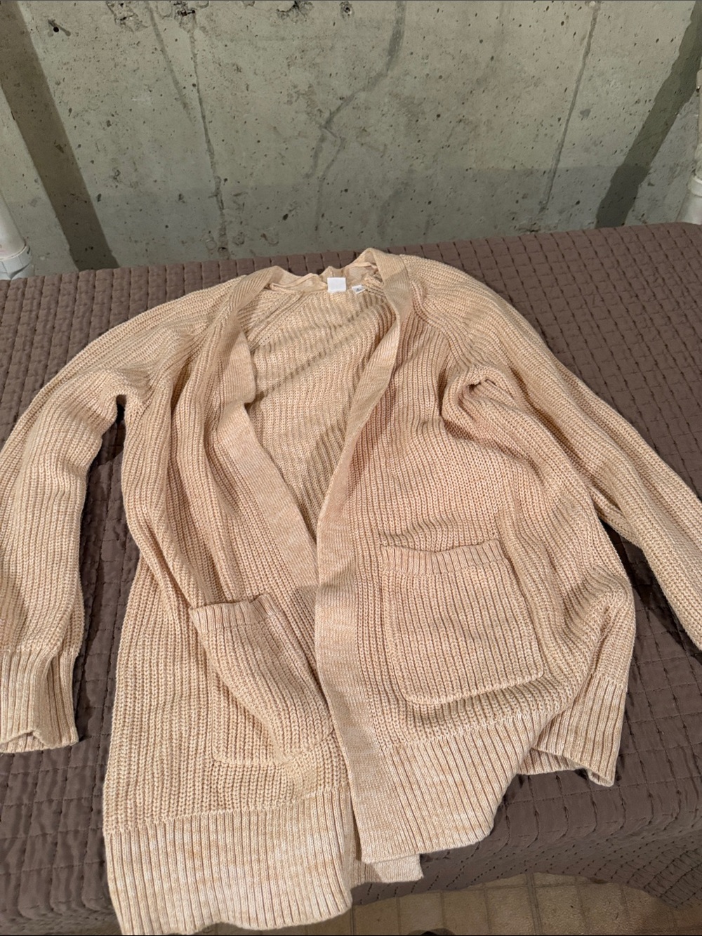 Beige Open-Front Women's Cardigan Sweater